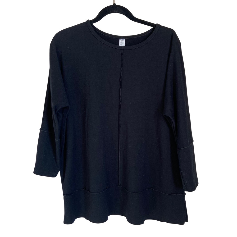 Spanx Tunic Top Womens M‎ Medium Black 3/4 Sleeve Casual
